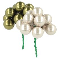 Prodotto Mini palline di Natale su filo di vetro verde argento 2,5 cm 140 pezzi