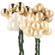 Prodotto Mini palline di Natale su filo oro, crema Ø1,5cm 140 pz