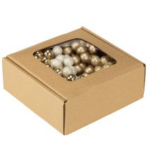 Prodotto Mini palline di Natale su filo oro, crema Ø1,5cm 140 pezzi