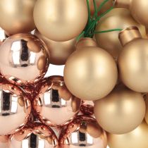 Prodotto Mini palline di Natale su filo di vetro oro rosa Ø25mm 140 pezzi
