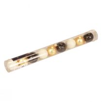 Prodotto Mini palline di Natale in vetro bianco nero oro Ø3cm 9 pz