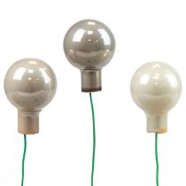 Prodotto Mini palline di Natale bacche di vetro specchiato grigio crema Ø25mm 140 pz