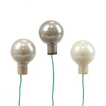 Mini palline di Natale su filo di vetro grigio crema Ø2cm 140p