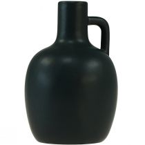 Prodotto Mini vaso in ceramica nero opaco con manico Ø9cm H14,5cm