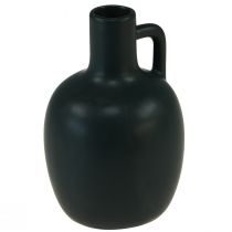 Prodotto Mini vaso in ceramica nero opaco con manico Ø9cm H14,5cm