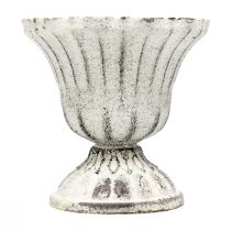 Mini Vaso Coppa Calice in metallo Bianco Grigio Antico Ø8cm H8cm