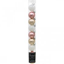 Prodotto Mini palline di Natale panna, rosa, bianco vero vetro Ø3cm 9pz