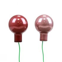 Mini palline di Natale in filo di vetro rosa bordeaux Ø2,5 cm 140 p