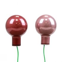 Mini palline di Natale filo di vetro rosa bordeaux Ø2cm 140pz