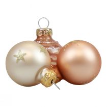 Mini palline di Natale palline di vetro crema rame Ø3cm 9pz