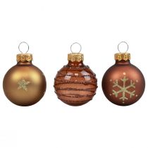 Mini palline di Natale in vetro palline di vetro marrone oro Ø3cm 9pz