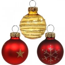 Mini palline di Natale rosso/giallo mix vero vetro Ø3cm 9pz
