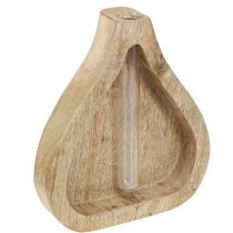 Prodotto Mini vaso provetta in vetro trasparente decorazione legno naturale H17cm 2 pezzi