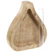 Prodotto Mini vaso provetta in vetro trasparente decorazione legno naturale H17cm 2 pezzi