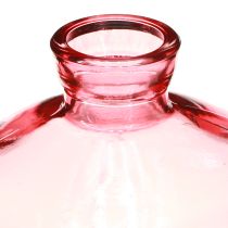 Prodotto Mini vasi in vetro a forma di bulbo piatto rosa tinto Ø9cm H6cm 6 pezzi