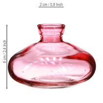 Prodotto Mini vasi in vetro a forma di bulbo piatto rosa tinto Ø9cm H6cm 6 pezzi