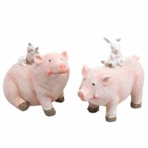 Prodotto Set di figure decorative maialino con amici animali 9,3 cm × 7,5 / 8,5 cm 2 pezzi