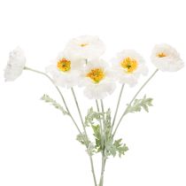 Prodotto Papavero artificiale, bianco, stelo lungo, 78 cm, 3 pezzi