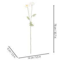 Prodotto Papavero artificiale, bianco, stelo lungo, 78 cm, 3 pezzi