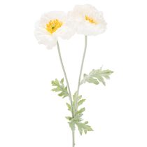 Prodotto Papavero artificiale, bianco, stelo lungo, 78 cm, 3 pezzi
