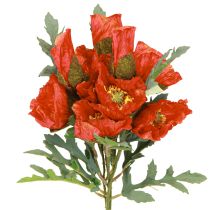 Prodotto Decorazione di papaveri Papavero artificiale rosso 45 cm mazzo con 3 pezzi