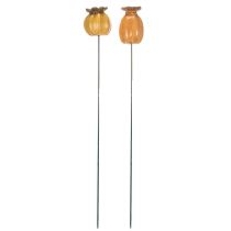 Prodotto Paletto da giardino con baccello di semi di papavero per un design elegante del giardino, aiuole o balconi, 60 cm, 2 pezzi