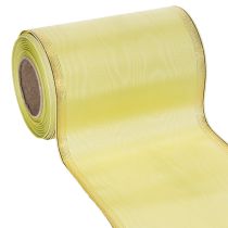 Prodotto Nastro moiré per ghirlande, 150 mm, 25 m, verde chiaro con bordo dorato, ideale per fioristi e decorazioni.