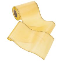 Prodotto Nastro per ghirlanda in moiré, giallo con bordo dorato, nastro decorativo floreale, acetato/poliestere, 150 mm x 25 m