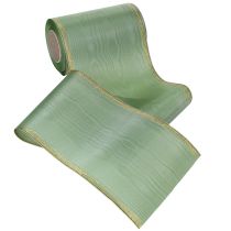 Prodotto Nastro moiré per ghirlande, verde salvia con bordo dorato, 150 mm x 25 m, nastro decorativo per composizioni floreali e ghirlande.