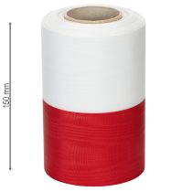 Prodotto Nastro per ghirlanda moiré, nastro da lutto bianco-rosso, nastro decorativo 150 mm, nastro commemorativo con fleur da lutto, taffetà di acetato 25 m