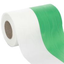 Prodotto Nastro per ghirlanda moiré verde-bianco 150 mm, nastro decorativo, nastro per fiocchi, taffetà di qualità 25 m