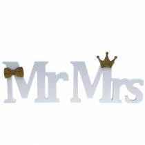 Lettere decorative Mr &amp; Mrs legno bianco, oro assortite H11/13,cm set di 4