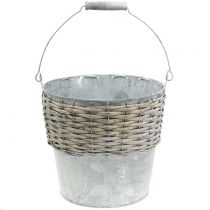 Secchio di zinco con vimini Ø24cm H22cm