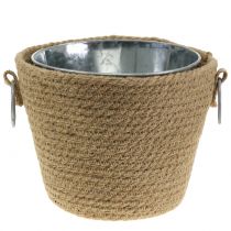 Vaso in zinco con cachepot in juta Ø18cm H15cm