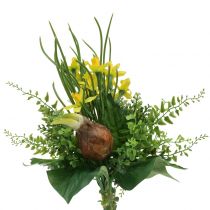 Mazzo di narcisi artificiali con rami e cipolle 38cm