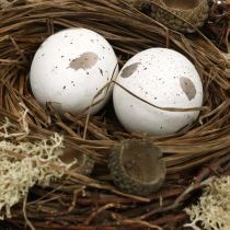 Nido pasquale con uova natura artificiale, decorazione da tavola pasquale bianca Ø19cm