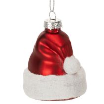 Prodotto Pallina di Natale a forma di cappello di Babbo Natale in vetro, 8 cm, 6 pezzi