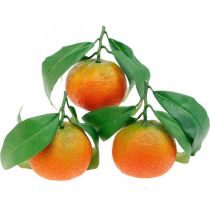 Frutti decorativi, arance con foglie, frutti artificiali H9cm Ø6,5cm 4 pezzi