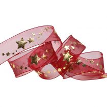Nastro decorativo in organza con motivo a stella 25mm 20m