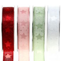 Nastro in organza con motivo a stella 25mm 15m