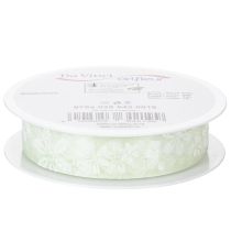 Prodotto Nastro in organza, floreale, per regali, verde, 25 mm, 18 m