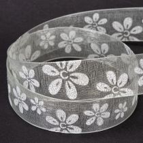 Prodotto Nastro in organza, floreale, per regali, verde, 25 mm, 18 m