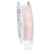 Prodotto Nastro in organza, nastro regalo floreale, rosa, 25 mm, 18 m