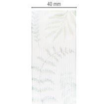 Prodotto Nastro in organza, nastro in chiffon, rami con foglie, verde, 40 mm, 15 m