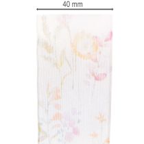 Prodotto Nastro in organza, nastro in chiffon, fantasia floreale, arancione/rosa, 40 mm, 15 m