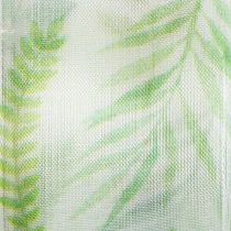 Prodotto Nastro in organza, nastro in chiffon, verde con viticci di foglie, largo 40 mm, lungo 15 m