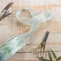 Prodotto Nastro in organza, nastro in chiffon, nastro verde con motivo floreale, 40 mm x 15 m