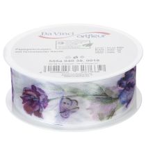 Prodotto Nastro in organza, nastro in chiffon, tulipani pappagallo, viola, 40 mm, 18 m