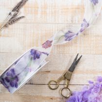 Prodotto Nastro in organza, nastro in chiffon, tulipani pappagallo, viola, 40 mm, 18 m