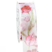 Prodotto Nastro di organza nastro di chiffon pappagallo tulipani rossi 40mm 18m